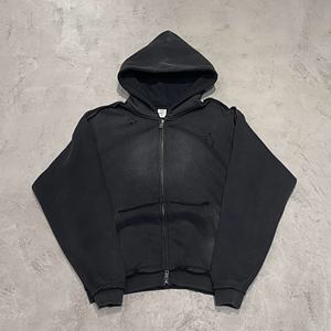 Sudadera con capucha de hombre estilo vintage desgastado, 400GSM, de peso pesado, fabricada a medida para streetwear con logo y cremallera de doble cabezal - Product Image 3