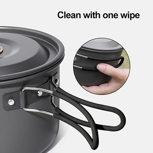 Bộ nồi chảo chống dính xếp chồng được, chống thấm nước, dùng cho cắm trại, dã ngoại, chất liệu nhôm, đầy đủ dụng cụ nấu ăn - Product Image 5