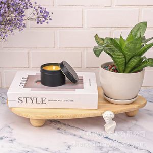 Wooden scented candle tray stand, tall spherical <b>desktop</b> storage rack, entryway key holder, plant <b>desktop</b> <b>shelf</b> - Product Image 3