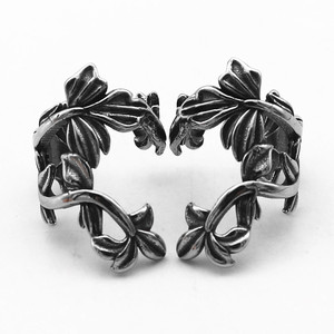 yunnique <b>Cuff</b> <b>Earrings</b> Plant Pattern Titanium Steel Retro Leaf Design For Men And Women Couple Jewelry - Product Image 1
