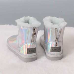 Bottes de neige unisexes pour bébé en <span class=keywords><strong>cuir</strong></span> véritable respirant et imperméable, avec fermeture éclair arrière, design antidérapant épaissi, pour l'hiver - Product Image 3
