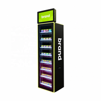 Présentoir de sol en métal pour snus avec boîte lumineuse LED et écran publicitaire LCD – Présentoir de vente au détail personnalisé pour sachets de nicotine