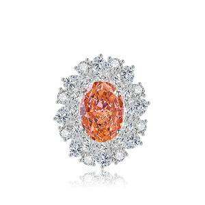 Wholesale Fashion Jewelry Copper 10*14mm Oval Cut Colorful Cubic Zirconia Vintage Floral <b>Adjustable</b> <b>Rings</b> Fro Women - Product Image 5