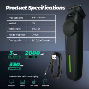 Tondeuse professionnelle silencieuse en céramique pour salon, kit de coupe de cheveux USB sur batterie 7000 tr/min Type C pour hommes avec écran LCD, pour usage extérieur - Product Image 6