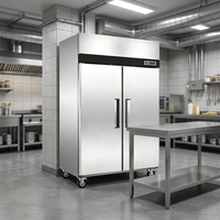 Réfrigérateur commercial numérique à deux portes NE-811-8, capacité 980L, pour la restauration, avec roues