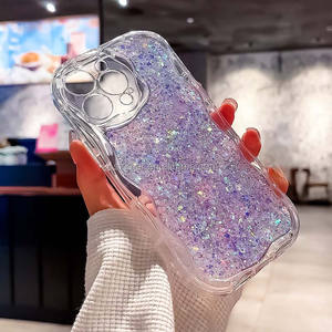 Belle paillettes goutte à goutte colle Transparent antichoc grande vague bord couverture de téléphone TPU étui de téléphone portable pour <span class=keywords><strong>Huawei</strong></span> <span class=keywords><strong>P30</strong></span> P40 P50 P60 <span class=keywords><strong>Pro</strong></span> - Product Image 2