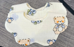 Fabrication de bavoirs pour bébé sur mesure, bavoirs en coton mousseline à motif floral, double couche absorbante avec bouton pression - Product Image 6