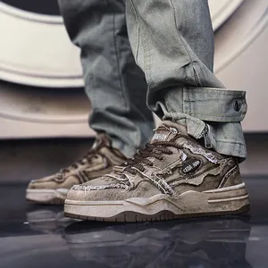 Chaussures de skate décontractées unisexes rétro, baskets plateforme punk hip-hop, baskets en denim délavé pour hommes - Product Image 6