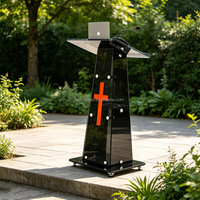 Pupitre d'église en verre trempé personnalisable, lutrin en verre teinté noir avec croix pour églises modernes