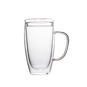 Tasse à café en verre à double paroi avec poignée, isolation thermique, pour usage domestique, couleur unie, vaisselle pour adultes - Product Image 5