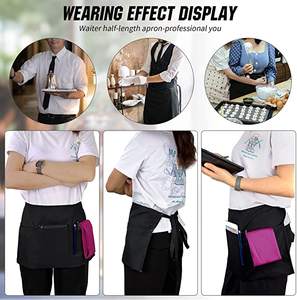 Delantales cortos de algodón para maestro, <span class=keywords><strong>delantal</strong></span> de cintura con bolsillos para camarero, venta al por mayor - Product Image 4