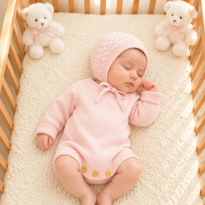 Set in Maglia 100% Cotone per <span class=keywords><strong>Neonata</strong></span>, Tutina e Cappellino con Fiocco Abbinato, 2 Pezzi, Regalo Boutique per Neonati e Bambini, Rosa - Product Image 2