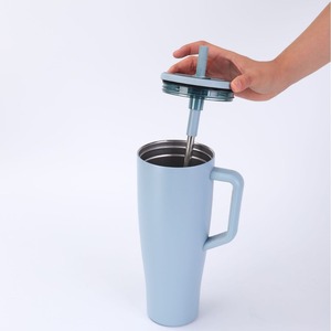 40oz Stainless Steel Vacuum Tumbler With Straw And Lid Insulated Travel Mug Minimalist Design <b>Light</b> Green Mug for Gym - Product Image 5