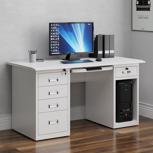 Bureau d'ordinateur en acier avec tiroirs verrouillables, poste de travail de bureau, table d'écriture en acier inoxydable pour usage professionnel - Product Image 3