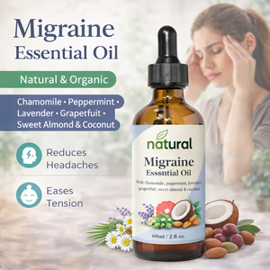 Huile Essentielle Pure à 100% Pressée à Froid pour Migraine, Marque Blanche, avec Huile Essentielle de Menthe Poivrée, Soulagement des Maux de Tête, Relaxation, Soin Personnel - Product Image 1