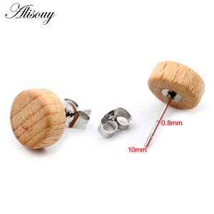 <span class=keywords><strong>Orecchini</strong></span> a Perno Unisex in Legno Naturale Marrone e Nero 6-8mm con Chiusura a Pressione in Acciaio Inossidabile, Gioielli <span class=keywords><strong>per</strong></span> Piercing <span class=keywords><strong>Trago</strong></span> - Product Image 3