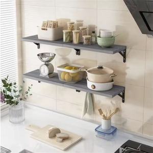 Wooden single-panel wall-mounted shelf for bedroom and living room, suitable for displaying books, <b>succulents</b>, and <b>potted</b> - Product Image 2