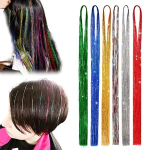 Shiny Hair Tinsel for Braids Sparkle Synthetic Tinsel Hair Extension Glitter Rainbow Hair Tinsel Accessories for Women Headdress