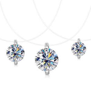 Tear Korean-style <b>Necklace</b> Luxe D-color Moissanite Pendant 925 Sterling Silver Flash O Chain Clavicle PMO-224 Korean Style Desig - Product Image 3