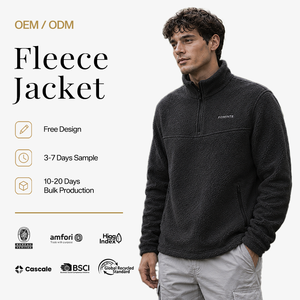 Veste polaire à demi-zip avec logo personnalisé, pull polaire, manteau d'extérieur en polaire brossée - Product Image 1