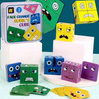 Jouet éducatif défi en bois, jeu de société Rubi Cube à changement de visage, blocs interactifs Parent-enfant, ensemble de Puzzle