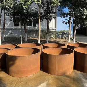 Plantador de aço Corten enferrujado e vaso de flores para decoração de jardim plantador Cortern enferrujado