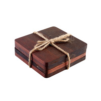 Ensemble de sous-verres ronds irréguliers personnalisés en bois d'acacia et en noyer noir avec fonction magnétique Tapis isolés et tampons gravés au laser