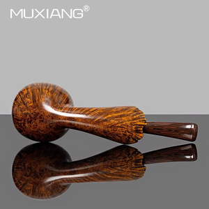 Muxiang Wooden Tobacco Pipe Bent Type Solid Oak Briar Handcrafted Smoking Pipe For Men Gift - Product Image 4