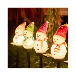 Garden Resin Snowman Solar Snowman Stake Landscape Lights Christmas Garden Stake Lights For Outdoor Christmas Decorations