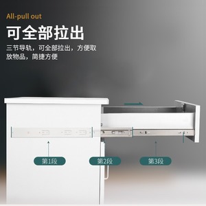 Correderas de acero inoxidable Baina Hardware de tres secciones con rodamientos de bolas silenciosos para cajones y gabinetes de muebles - Product Image 4