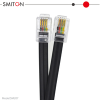 Cable de Extensión Telefónica Modular Recto de 7 Pies, 4 Conectores RJ9 4P4C, Plateado y Cobre, para Interiores