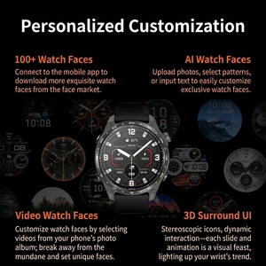 Montre connectée homme femme, moniteur de fréquence cardiaque et d'oxygène sanguin, étanche 3 ATM, écran AMOLED, boîtier métallique, bracelet silicone, fonction réponse aux appels - Product Image 3