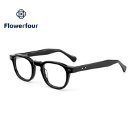 Lunettes rondes vintage en acétate noir Flowerfour FFM3018 pour adultes, monture épaisse pleine, lunettes optiques rétro