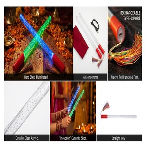Varitas Dandiya con Luces LED Intermitentes Multicolor, Borlas Elegantes y Mango Suave para el Festival Garba - Product Image 1