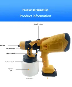 Diy Electric <b>Battery</b> Airless Paint Sprayer High-Pressure Multifunctional Automatic Cordless Electric Spray Paint <b>Gun</b> - Product Image 4