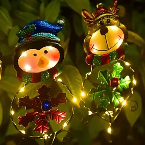 Novas luzes solares de natal led boneco de neve alces pinguim inseridas luzes ao ar livre jardim gramado luzes decorativas