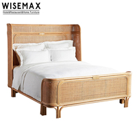 WISEMAX MÖBEL Fabrik direkt moderne natürliche Rattan Rahmen Schlafzimmer Korb geflecht Hotel hohe Rückenlehne Bett