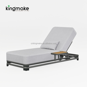 Silla de Piscina Reclinable con Mesa Lateral, <span class=keywords><strong>Tumbona</strong></span> de <span class=keywords><strong>Aluminio</strong></span> con Cojín Grueso, Directo de Fábrica - Product Image 5
