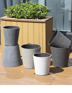 Maceta <span class=keywords><strong>de</strong></span> estilo nórdico P445, <span class=keywords><strong>de</strong></span> plástico con imitación <span class=keywords><strong>de</strong></span> <span class=keywords><strong>piedra</strong></span> y porcelana, <span class=keywords><strong>de</strong></span> gran tamaño, para plantas <span class=keywords><strong>de</strong></span> balcón. - Product Image 6