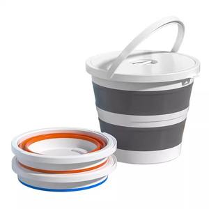 JUQIWANG Seau pliable 10-15L avec couvercle, portable, durable, multi-usages, pour la pêche en plein air et la maison - Product Image 2