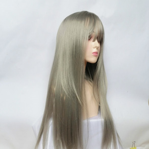 Perruque synthétique longue et <span class=keywords><strong>droite</strong></span> UMS Fashion Air Bangs pour femme, entièrement fabriquée à la machine, double trame, respirante - Product Image 3