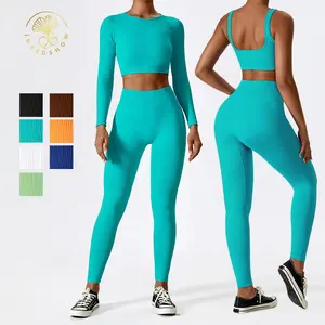 Women 3 Piece Athletic Wear Long Sleeve Ribbe Yoga Set Mesh Sports Bra  Fitness Leggings Suit Gym Tracksuit for Women Clothing - China Tracksuit  and Sports Wear price