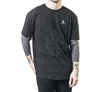 เสื้อยืดแขนยาวระบายอากาศสองชั้นสำหรับผู้ชายเสื้อเจอร์ซีย์แขนยาวสีพื้นเรียบง่าย - Product Image 5