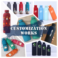 Logo personnalisé 500Ml givré doux au toucher double paroi isolé sport flacons sous vide et thermos bouteille d'eau de fitness en acier inoxydable