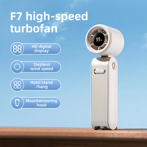 Hot Sale Mini Outdoor <b>Handheld</b> <b>Fan</b> Metal 1-100 Speeds Smart Digital Display 2000mAh Rechargeable Battery Portable Household Car - Product Image 2