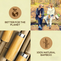 Thermos en bambou premium avec infuseur à thé pour thé en vrac - Coffret cadeau thé - Bouteille d'eau isolée/gobelet à café glacé 17 oz avec 12 oz