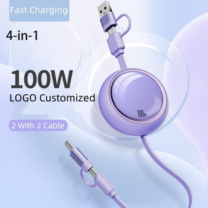 Bán Buôn 100W Có Thể Thu Vào <span class=keywords><strong>4</strong></span>-Trong-1 Xu Hướng Sạc 5A Nhanh Chóng Sạc USB Loại C Cáp Điện Thoại Phụ Kiện Sẵn Sàng Để Tàu Quà Tặng Logo 1 Trên - Product Image 2