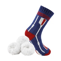 Chaussettes-pantoufles en polaire thermique pour homme - Doublure en sherpa avec poignées antidérapantes, chaussons de maison confortables pour Noël