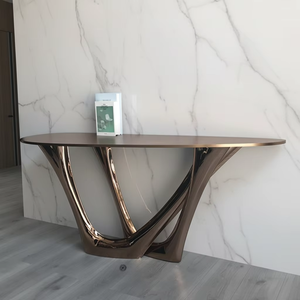 Console d'entrée élégante <span class=keywords><strong>de</strong></span> style nordique moderne, table d'entrée en acier inoxydable poli pour bureau, hall d'entrée et zone <span class=keywords><strong>de</strong></span> réception - Product Image 1