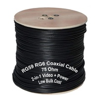 Câble coaxial RG59 RG6 75 Ohm, vidéo avec alimentation, vente en gros, APBG100m 305m 500m, câble de caméra CCTV RG59+2C haute vitesse, ODM OEM